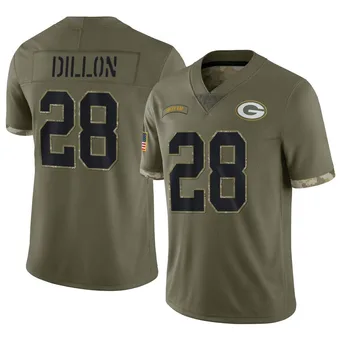 Men's AJ Dillon Olive Limited 2022 Salute To Service Football Jersey