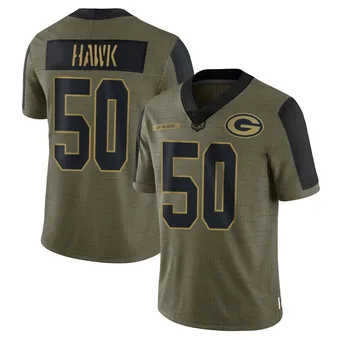 Men's A.J. Hawk Olive Limited 2021 Salute To Service Football Jersey