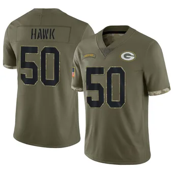 Men's A.J. Hawk Olive Limited 2022 Salute To Service Football Jersey