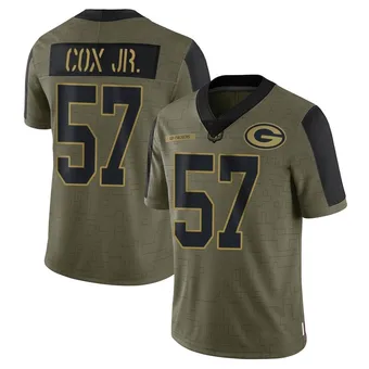 Men's Brenton Cox Jr. Olive Limited 2021 Salute To Service Football Jersey