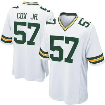 Men's Brenton Cox Jr. White Game Football Jersey