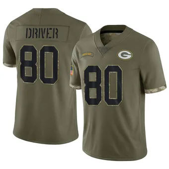 Men's Donald Driver Olive Limited 2022 Salute To Service Football Jersey