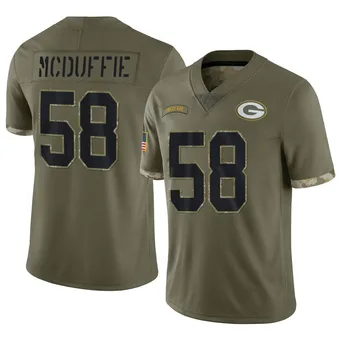 Men's Isaiah McDuffie Olive Limited 2022 Salute To Service Football Jersey