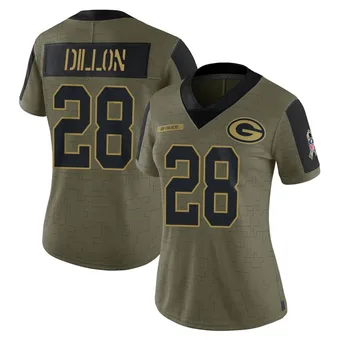 Women's AJ Dillon Olive Limited 2021 Salute To Service Football Jersey