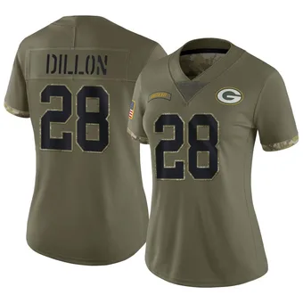 Women's AJ Dillon Olive Limited 2022 Salute To Service Football Jersey