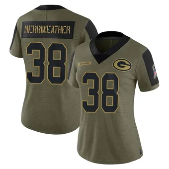 Women's Ellis Merriweather Olive Limited 2021 Salute To Service Football Jersey