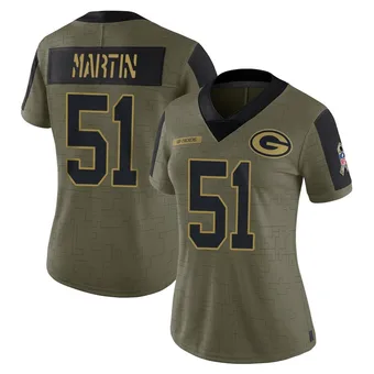 Women's Jeremiah Martin Olive Limited 2021 Salute To Service Football Jersey