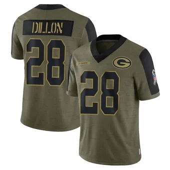 Youth AJ Dillon Olive Limited 2021 Salute To Service Football Jersey