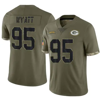 Youth Devonte Wyatt Olive Limited 2022 Salute To Service Football Jersey