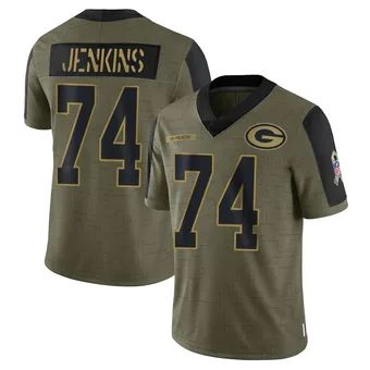 Youth Elgton Jenkins Olive Limited 2021 Salute To Service Football Jersey