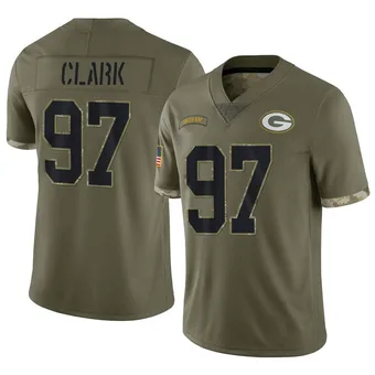 Youth Kenny Clark Olive Limited 2022 Salute To Service Football Jersey